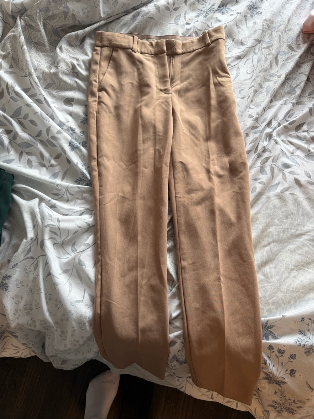 H&M Taupe High-Rise Tailored Trousers